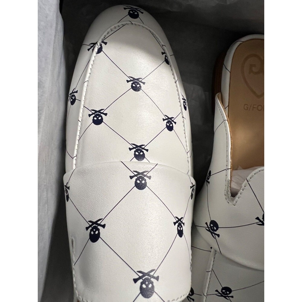G/Fore Killer Skull & Ts Mules - Snow Leather Womens - Picture 5 of 9